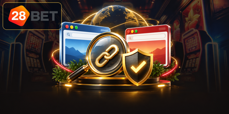 28BET — hình minh họa cho 28BET: hướng dẫn đối chiếu các miền được liệt kê trước khi mở